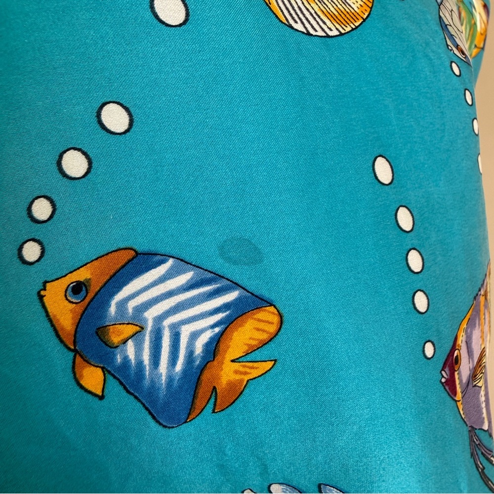Vintage Silk Shades Fish Print Silk Nightgown S - Picture 7 of 8